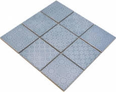 Jasba Clara mosaic ceramic stoneware nordic blue glossy retro look kitchen bathroom shower MOSJBC135 1 mat