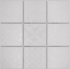 Jasba Clara mosaic ceramic stoneware paris grey glossy retro look kitchen bathroom shower MOSJBC138 1 mat