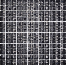 Glass mosaic QUADRAT CRYSTAL GLITTER BLACK MOS130-X826 1 mat