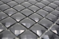 Glass mosaic QUADRAT CRYSTAL GLITTER BLACK MOS130-X826 1 mat