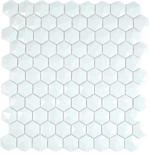 Glass mosaic hexagonal hexagon mosaic white 3D mosaic tiles wall tile backsplash kitchen bathroom MOS11-AR01