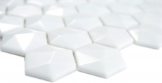 Glass mosaic hexagonal hexagon mosaic white 3D mosaic tiles wall tile backsplash kitchen bathroom MOS11-AR01