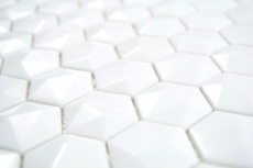 Glass mosaic hexagonal hexagon mosaic white 3D mosaic tiles wall tile backsplash kitchen bathroom MOS11-AR01
