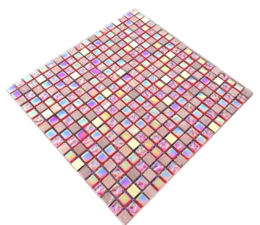 Mosaic tile Translucent red pink gold Glass mosaic Crystal stone EP red pink gold MOS92-1208