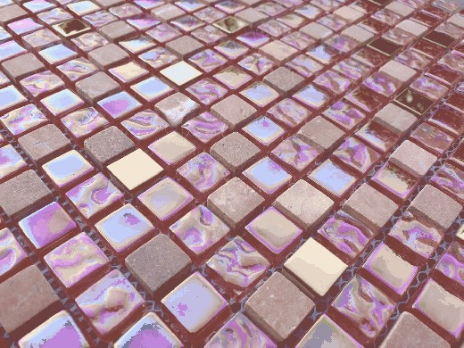 Hand-painted mosaic tile Translucent red pink gold Glass mosaic Crystal stone EP red pink gold MOS92-1208_m