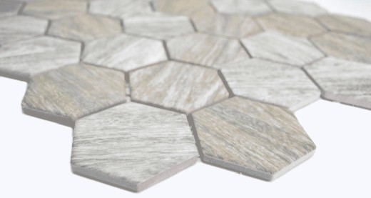 Hand pattern ceramic mosaic hexagon wood look gray mosaic tile wall tile backsplash kitchen bathroom MOS11H-0200_m