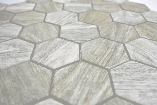 Hand pattern ceramic mosaic hexagon wood look gray mosaic tile wall tile backsplash kitchen bathroom MOS11H-0200_m