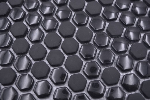 Hand sample Hexagon Enamel mix black glossy/matt wall tile backsplash kitchen shower bathroom MOS140-0301_m