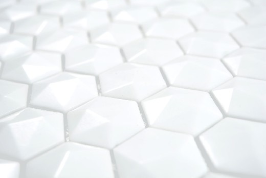 Hand sample Hexagon ECO plain white 3D wall tile backsplash kitchen shower bathroom MOS11-AR01_m