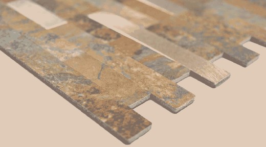 Hand-patterned composite vinyl stone effect Multi Slate/Gold mosaic tile wall tile backsplash MOS200-MSG_m