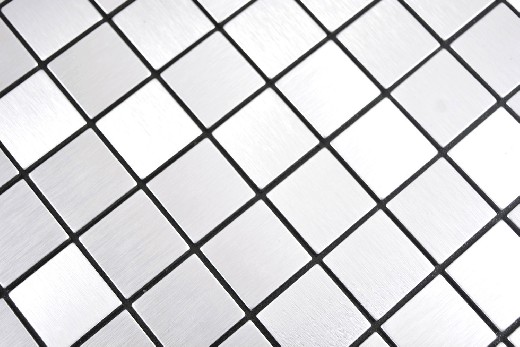 Hand pattern square Alu Silver Silk Brushed wall tile mirror MOS200-L7S_m