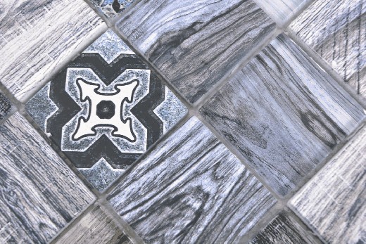 Hand pattern square Crystal mix blue wall tile backsplash Mos160-w400_m