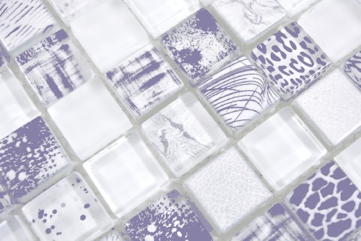 Hand sample square Crystal mix super white wall tile backsplash MOS74-0203_m