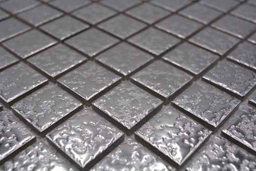 Hand-painted mosaic tile ceramic silver hammered MOS18-0207_m