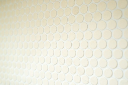 Hand sample aluminum mosaic tile ceramic white button light beige unglazed MOS10-1202-R10_m