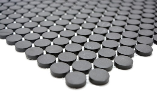 Hand-painted mosaic tile ceramic button black unglazed MOS10-0304-R10_m