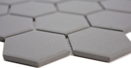 Hand-painted mosaic tile ceramic hexagon dark gray unglazed MOS11B-0213-R10_m