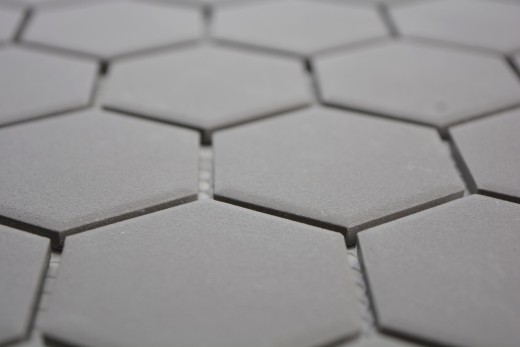 Hand-painted mosaic tile ceramic hexagon dark gray unglazed MOS11B-0213-R10_m