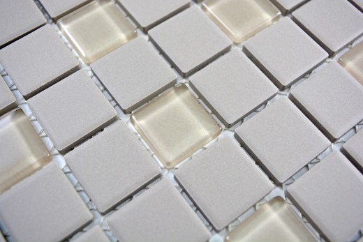 Hand-painted mosaic tile ceramic light gray unglazed glass MOS18-0212-R10_m