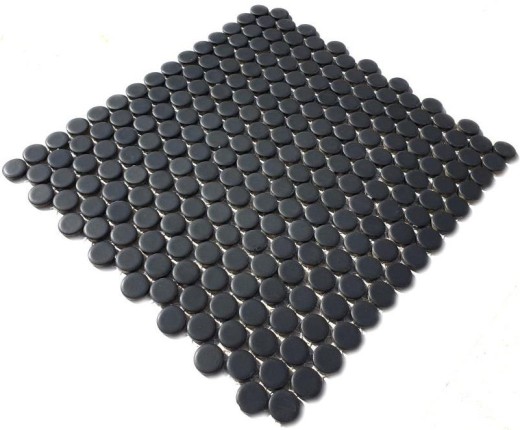 Mosaic tile ceramic button black matt MOS10-0311