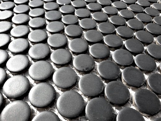 Hand-patterned mosaic tile ceramic button black matt MOS10-0311_m