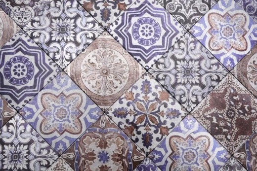 Self-adhesive mosaic mat aluminum retro look multicolored purple cream brown Africa ornament - MOS200-U03