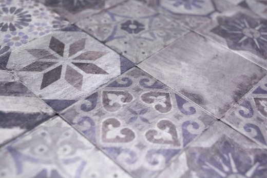 Self-adhesive mosaic mat aluminum retro look multicolored purple gray Africa ornament - MOS200-U05