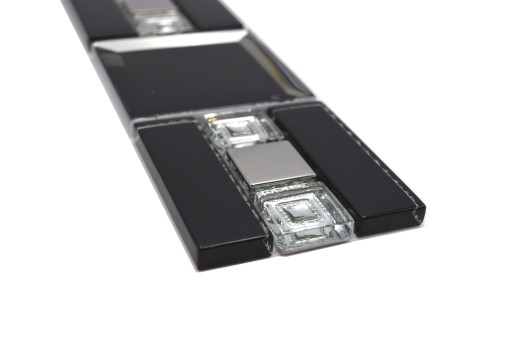Mosaic border glass mosaic black silver modern - MOS88-S89_f