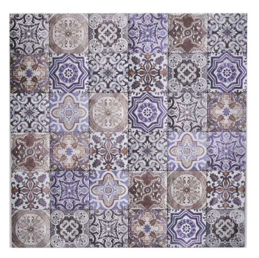 Hand pattern self-adhesive mosaic mat aluminum retro look multicolored purple cream brown Africa ornament - MOS200-U03_m