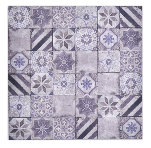 Hand pattern self-adhesive mosaic mat aluminum retro look multicolored purple gray Africa ornament - MOS200-U05_m