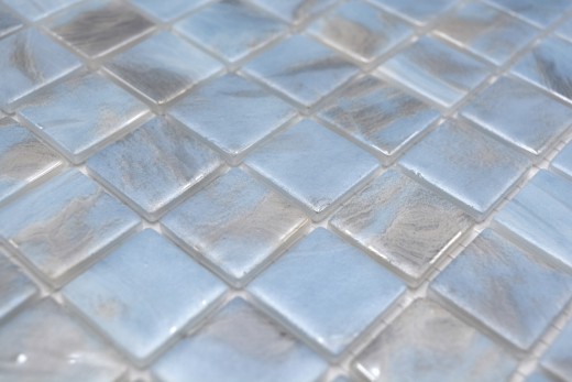 Hand-painted mosaic tile pool mosaic swimming pool mosaic light blue marbled gray cream silver shimmer shower wall SPAIN - MOS220-71252U_m