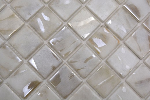 Hand-painted pool mosaic pool mosaic glass mosaic ivory cream beige shimmer iridescent wall floor kitchen bathroom shower - MOS220-71380U_m