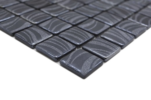 Hand-painted mosaic tile pool mosaic swimming pool mosaic black graphite silver shower wall SPAIN - MOS220-78253U_m