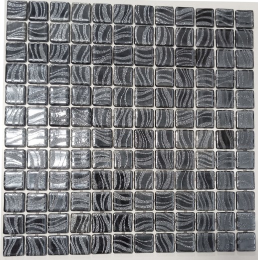 Hand-painted mosaic tile pool mosaic swimming pool mosaic black graphite silver shower wall SPAIN - MOS220-78253U_m