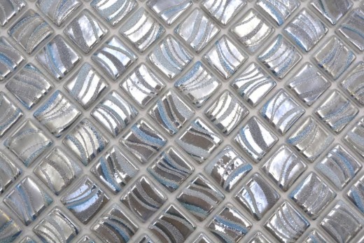 Hand pattern mosaic tile pool mosaic swimming pool mosaic silver blue gold turquoise accents shower wall SPAIN - MOS220-78254U_m