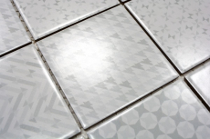 Hand pattern retro vintage mosaic tile ceramic white Geo White MOS22B-1401_m