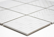 Hand pattern retro vintage mosaic tile ceramic white Geo White MOS22B-1401_m