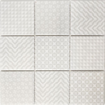 Hand pattern retro vintage mosaic tile ceramic gray Geo Grey MOS22B-1402_m
