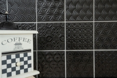Retro vintage mosaic tile wall ceramic black structure wall bathroom kitchen toilet cladding - MOS22B-1403