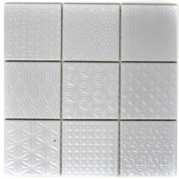 Retro vintage mosaic tile wall ceramic white structure tile mirror bathroom tile wall tile - MOS22B-0104