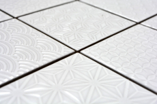 Retro vintage mosaic tile wall ceramic white structure tile mirror bathroom tile wall tile - MOS22B-0104