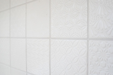 Retro vintage mosaic tile wall ceramic white structure tile mirror bathroom tile wall tile - MOS22B-0104