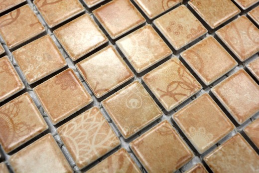 Ceramic mosaic retro vintage beige brown mosaic tile kitchen splashback MOS18D-1412