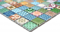 Hand-patterned colorful mosaic tile Spanish look retro vintage ceramic mosaic MOS18D-1616_m