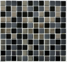 Hand sample mosaic tile ceramic black silver anthracite chrome kitchen splashback MOS18-0317_m