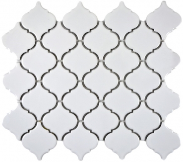 Hand-patterned retro vintage mosaic tile ceramic Florentine white glossy MOS13-1WG_m