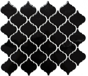 Hand-painted retro vintage mosaic tile ceramic Florentine black glossy MOS13-2BG_m