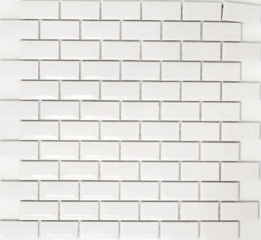 Mini Metro Subway mosaic facet WHITE mosaic tile ceramic tile backsplash kitchen MOS26-0102