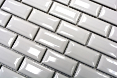 Mini Metro Subway mosaic facet WHITE mosaic tile ceramic tile backsplash kitchen MOS26-0102