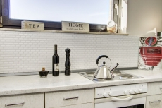 Mini Metro Subway mosaic facet WHITE mosaic tile ceramic tile backsplash kitchen MOS26-0102